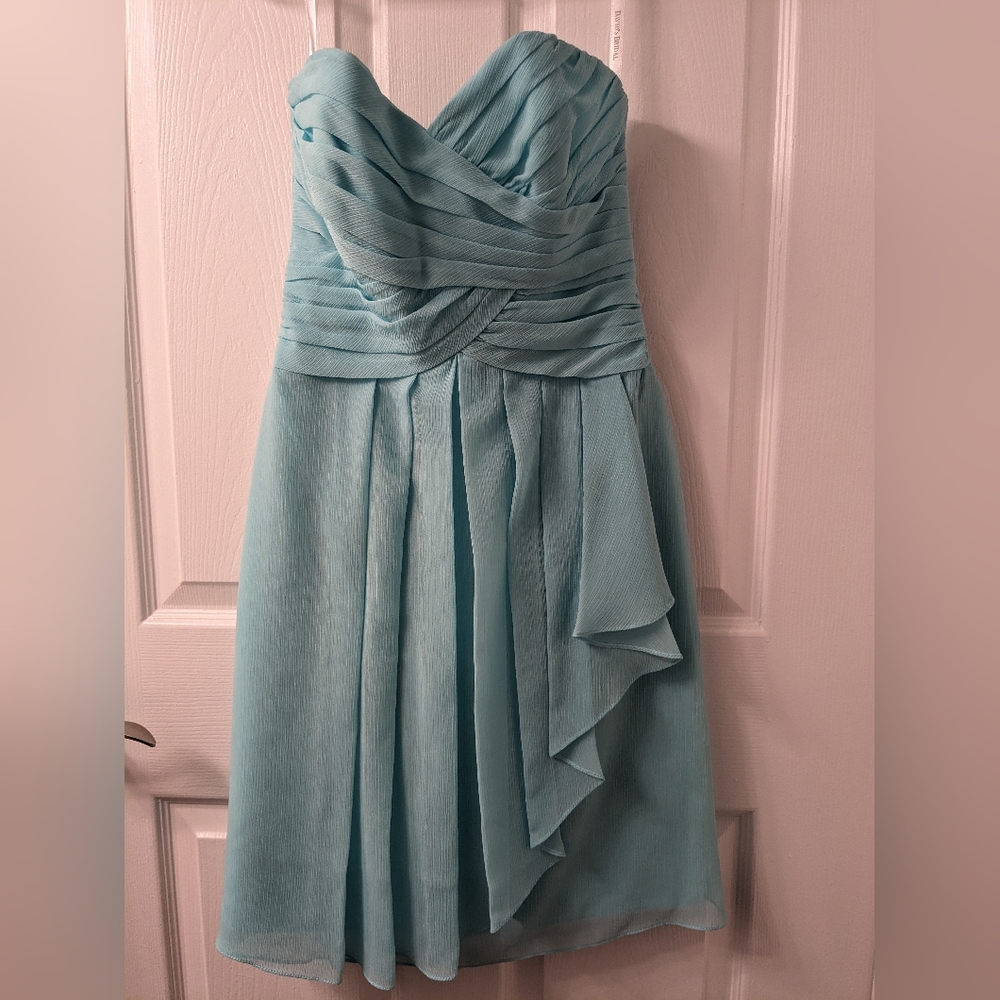 David's Bridal Strapless Light Teal (spa?) Bridesmaid Dress Size 6